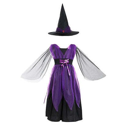 Baby Girls Halloween Witch Costume Children Cosplay Vampire Dresses Carnival Party Clothes Dress Up Clothes for Children