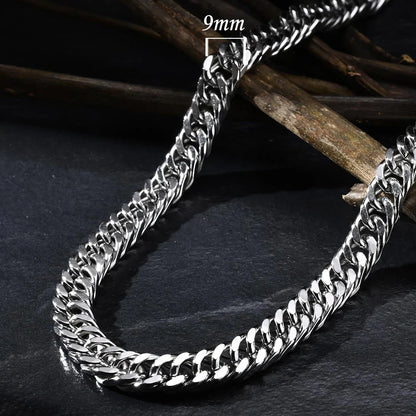 3/5/7/9mm Thick Cuban Chain Necklaces for Men Women,Simple Miami Curb Links Collar,Waterproof Stainless Steel Unisex Chain