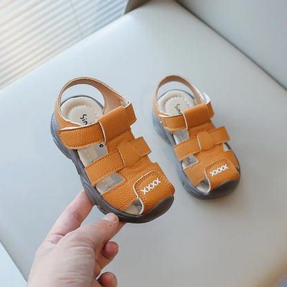 Summer Sport Sandals For Children PU Leather Vintage Boy's Sandals Soft-soled Anti-slippery Kid's Sandals Fashion Summer Shoes