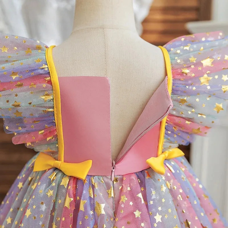 Baby Prinsess Dress Girls Birthday Party Dresses Kids Children Sleeveless Tulle Tutu Clothings 1-5Y