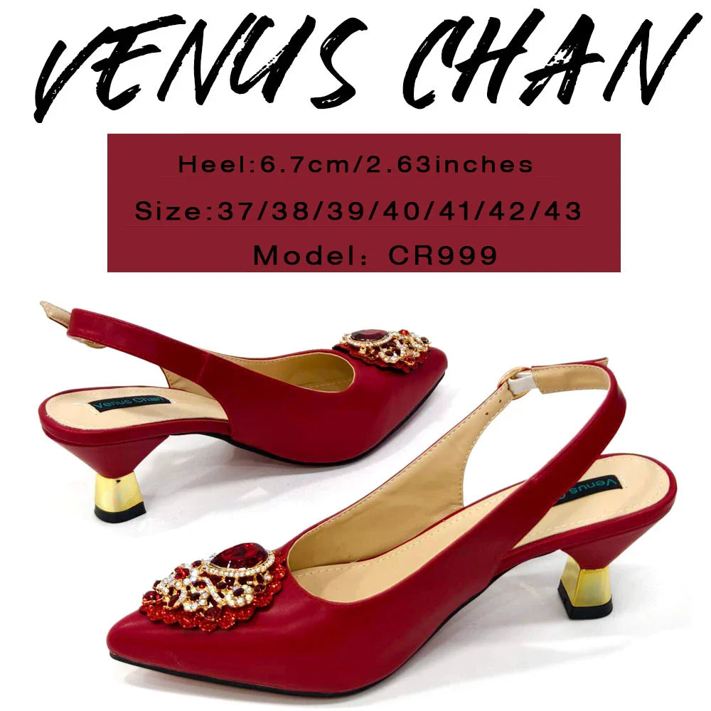 Sapatos e Bolsas Italianos Combinando Conjunto Nigéria Elegância Festa Strass Bico Fino Sapatos Femininos Salto Alto