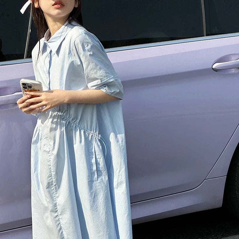 Girls' Dress Short Sleeve Fluffy High-End School Style Medium to Large Sizes Trendy Fashionable, Lightweight