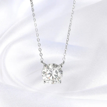White Gold Plated 1-10CT Moissanite Necklace for Women Classic Four Claws Pendant Wedding Jewelry 925 Sterling Silver