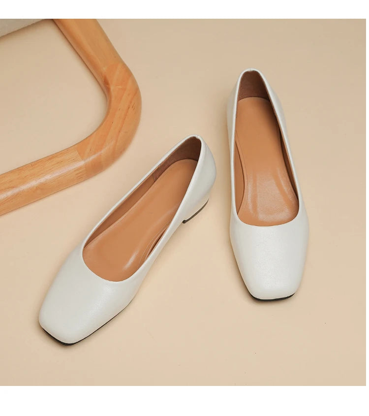 Spring Autumn Women Elegant Square Toe Low Heel Shallow Cut Single Shoes Casual Pumps Shoes for Women 35-41 Platform Shoes