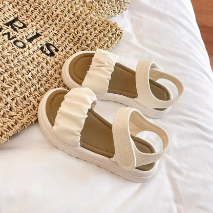 Children Solid Color Sandals Summer Beach Sandals for Girls School Fashion Open-toe Kids Thick Bottom Sandals Non-slip Versatile
