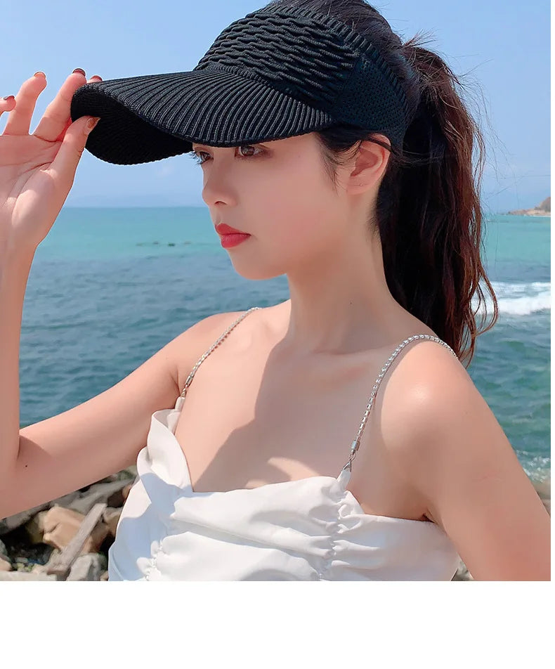 Anti-UV Sun Hats Breathable Adjustable Empty Top Visor Caps for Men