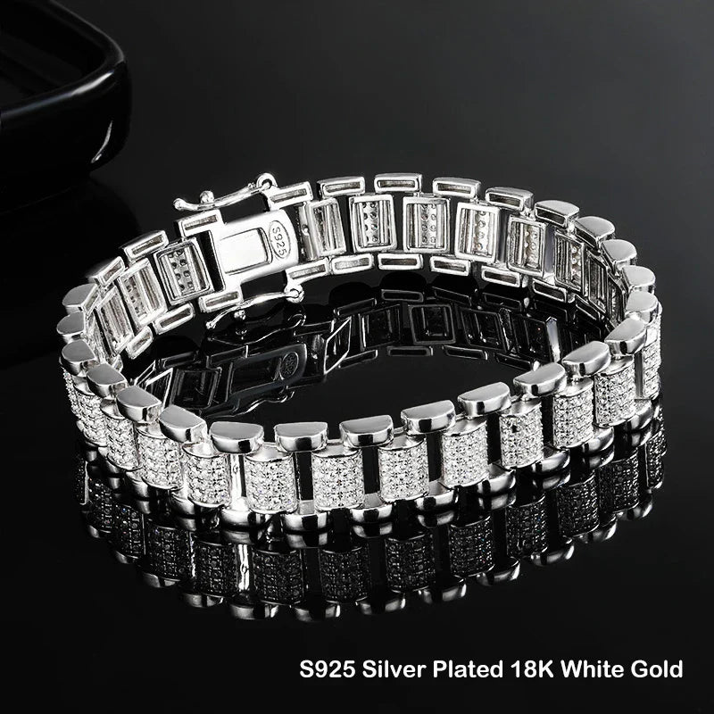 2024 Original Full 1mm D Color Moissanite Diamond Cuban Link Bracelet For Men Women Unisex 925 Silver 10mm Wrist Bracelets