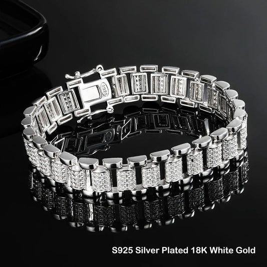 2024 Original Full 1mm D Color Moissanite Diamond Cuban Link Bracelet For Men Women Unisex 925 Silver 10mm Wrist Bracelets