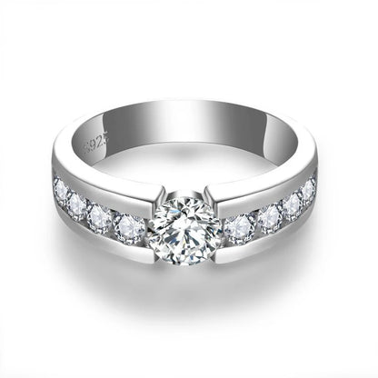 Full Moissanite Wedding Ring for Men 925 Sterling Silver with Gold Plated Eternity Band Man's Lab Diamond Party Rings