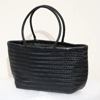 Handbags Women's Genuine Leather Shoulder Bag Weaving Casual Shopping Bag Vintage Big Tote Purse Cowhide Cross Hand Bags Lady