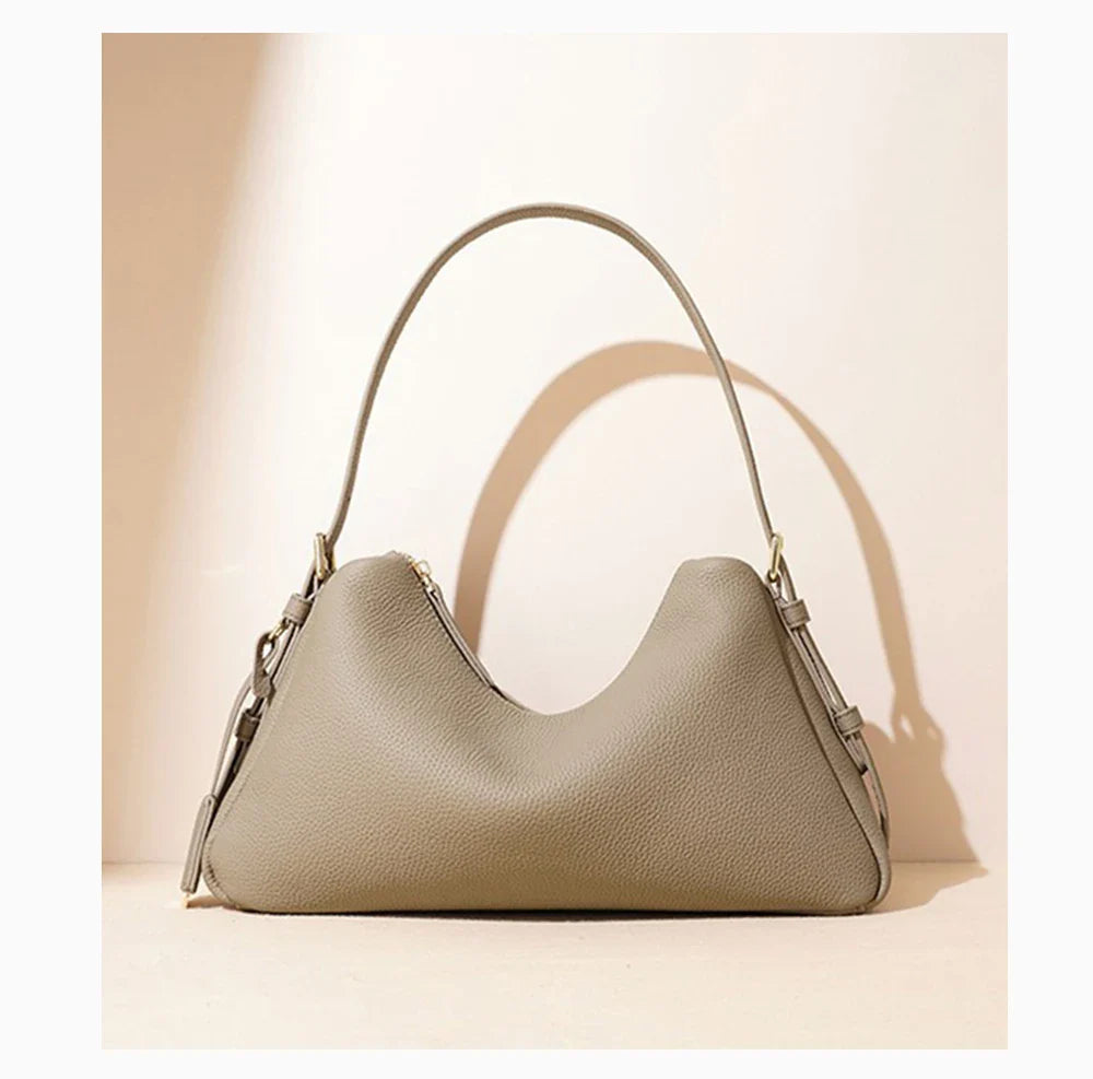 Genuine Leather Satchel Bags For Women Simple Fashion Ladies Underarm Handbag Large Capacity Shoulder Bag 2025 New
