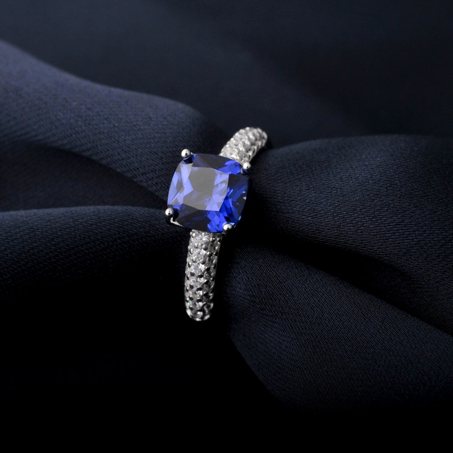 2.22ct Created Sapphire Nano Emerald Tanzanite Solitaire Ring 925 Sterling Silver for Women Daily Party Jewelry  sets gift
