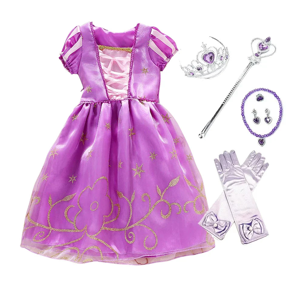 Baby Girl Rapunzel Costume Children Sleeping Beauty Belle Sofia Dress Kids Halloween Carnival Party Princess Dress Girl Disguise
