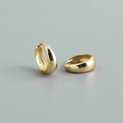 925 Sterling Silver Simple Statement Matte Large Huggies Hoop Earrings for Men Women Fine Gothic Punk Charms S925 Jewelry