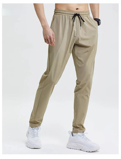 Gym Fitness Trousers Men's Pencil Pants Tight Jogging Running Breathable Quick-Drying Ice Silk Sports Wind Casual Fashion Pants