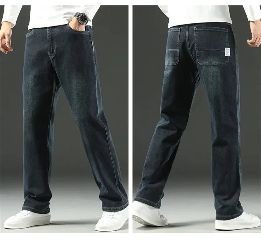 2025 Novo Estilo Y2 Primavera e Outono Jeans Folgados Masculinos Calças Retas Largas Casuais de Negócios Marca Roupas Masculinas
