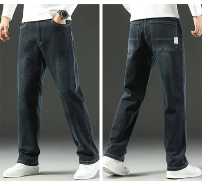2025 Novo Estilo Y2 Primavera e Outono Jeans Folgados Masculinos Calças Retas Largas Casuais de Negócios Marca Roupas Masculinas