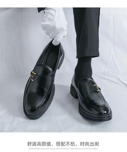Men's Leather Loafers Slip On Office Casual Business Leather Shoes For Men Wedding Oxford Shoes Male Party Formal Derby Shoe Man