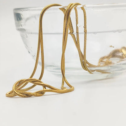 Elegant Minimalist Jewelry Lusterless 14k Gold Plated Knotted Snake Chain Necklace Women's Stainless Steel Accessories