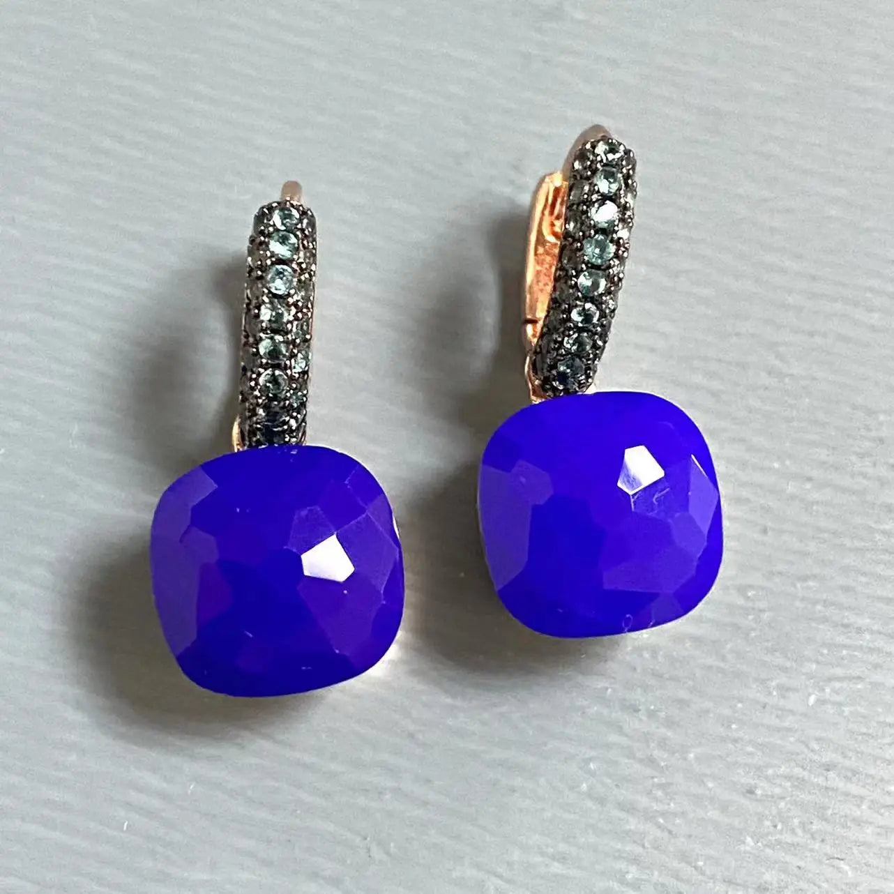 Classic Nudo Earrings Inlay Blue Topaz Zircon With Black Gun Plated Brown Crystal Earrings Fashion Jewelry Gift For Women