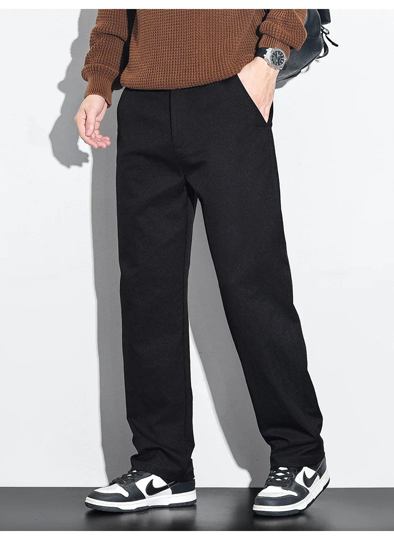 Men's Fashion Casual Straight Pants Baggy Classic Wide Leg Simple Trousers Loose Male Comfortable Soft Quality Pants