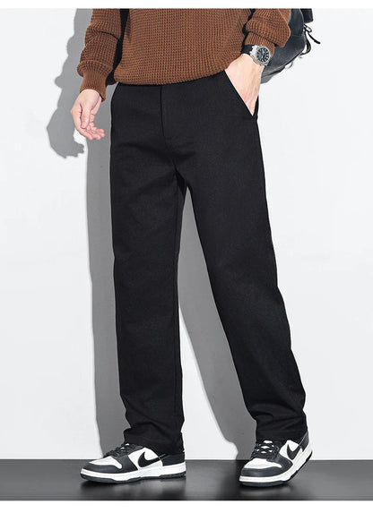 Men's Fashion Casual Straight Pants Baggy Classic Wide Leg Simple Trousers Loose Male Comfortable Soft Quality Pants