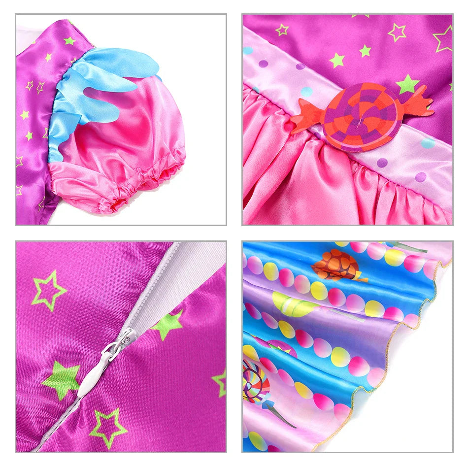 Girls Candy Fairy Lollipop Cosplay Carnival Costume Toddler Purim Rainbow Vestidos Girls Birthday Party Dress