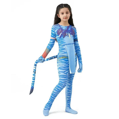 Avatar Costume for Kids Cosplay Alien Child Boy Girl Avatar The Way of Water Christmas Halloween Masquerade Party Dress Up
