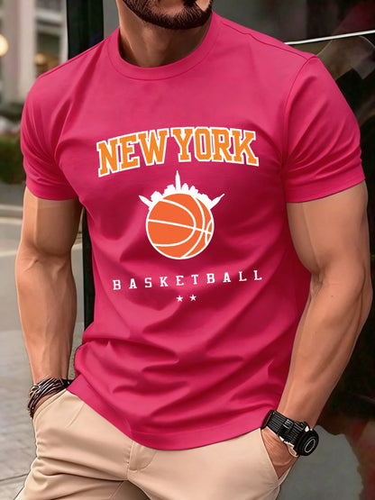 New York Basketball Game Print Men T Shirts Hip Hop O-Neck T-Shirt Soft Cotton Male Sportswear Casual Comfortable Clothes