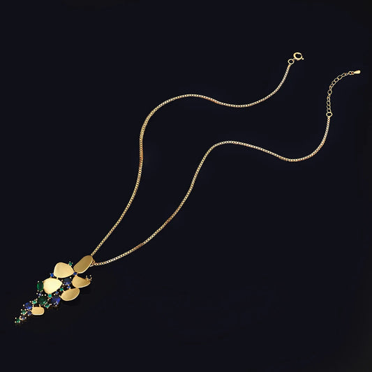 Trendy Link Chain Pendant Necklace Earring Set Gold Plated Cubic Zirconia Jewelry Sets Dubai Nigeria Women Wedding Accessories