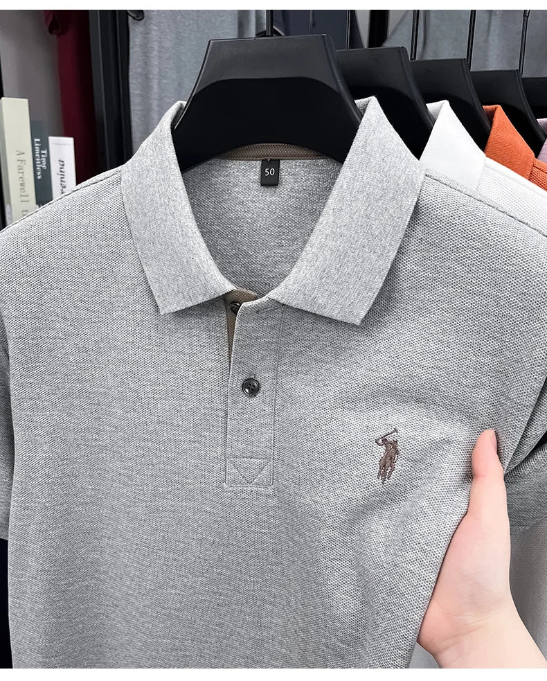 100% pure cotton high-end brand men's short sleeve polo shirt comfort lightweight summer casual T-shirt youthful fashionable top