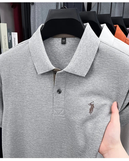 100% pure cotton high-end brand men's short sleeve polo shirt comfort lightweight summer casual T-shirt youthful fashionable top