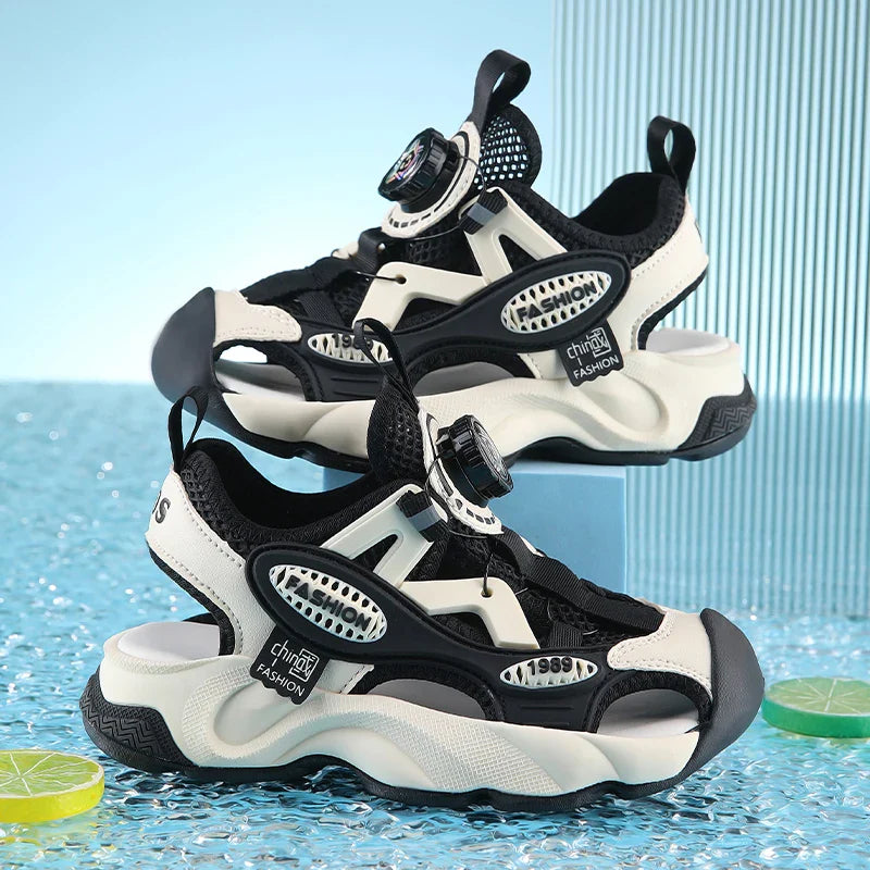 Summer Breathable Children's Sandals 5-16Y Boys' Fashion Beach Water Shoes Non Slip Outdoor Soft Bottom Sports Sandal Shading