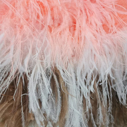 True ostrich feather Multicolor Mini Skirt Elastic Waist  Sexy Clothing Club Party Dance Rave Short Skirt Note select 3 colors