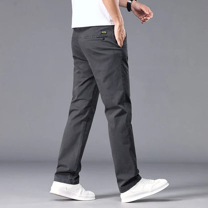 New Casual Pants Men Straight Fit Stretch Autumn Chino Trousers Male Formal Work Business Dress Khaki Fashion Spring Pants