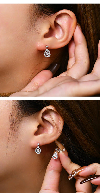 Pear Cut 4*3mm Full Moissanite Stud Earrings for Women Sparkling Wedding Party Earring 925 Sterling Silver Fine Jewelry