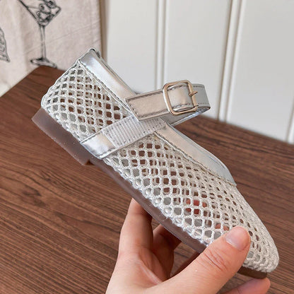 Summer Girl's Sandals Hollow Out Hook-loop Casual Chic Kid's Flat Shoe Solid Colors Anti-slip Daily Versatile Children Shoes