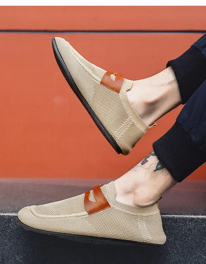 Men's Non Slip Loafers Thin Bottom Breathable Casual Slip on Lightweight Fashion Loafer Comfortable Driving Office Shoes