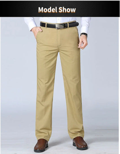 Men's 100% Cotton Autumn Thick Summer Thin Trousers Fashion Cargo Pants Smart Casual Solid Khaki Gray Brand Suit Pant GOZBKF