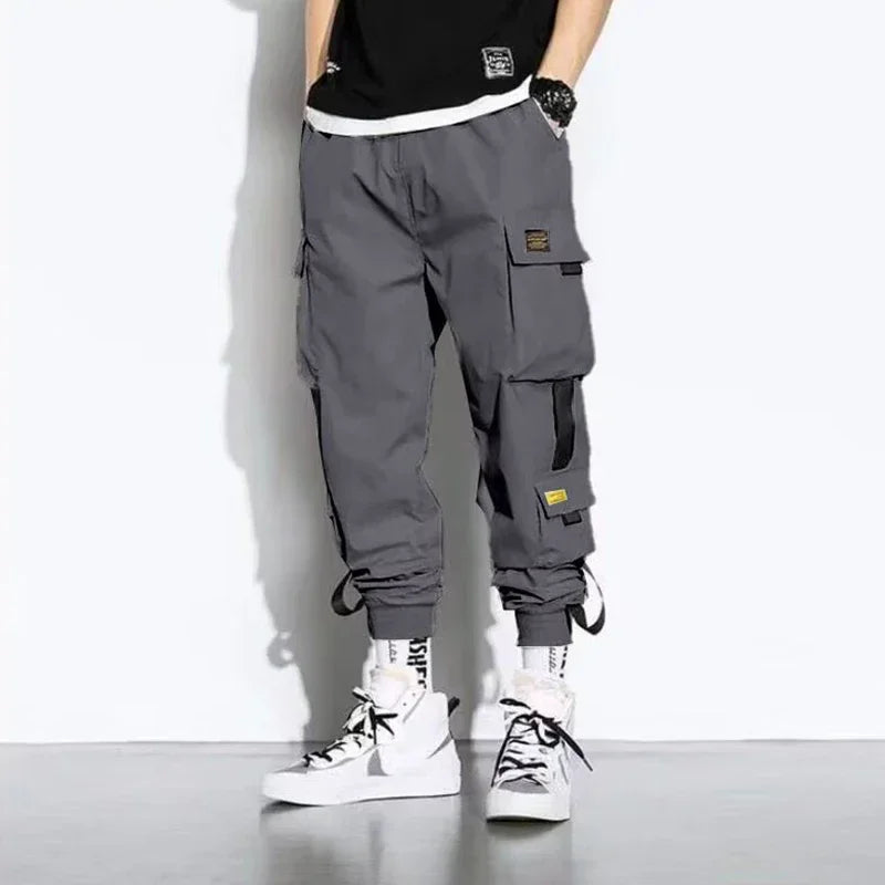 Male Casual Hip Hop Streetwear Sweatpants Pencil Pants Men Joggers Cargo Pants Multi-pocket Elastic Waist Harem Techwear Pants
