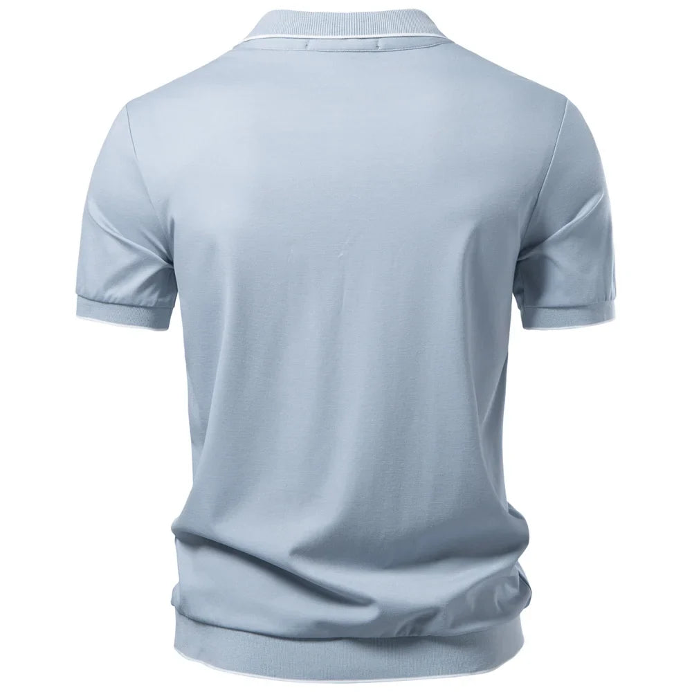 Old Money Polo Shirt Men‘s Solid Color Design Premium Fabric Skin Friendly Cool Breathable Soft Wear