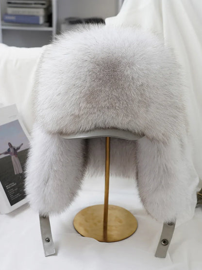 2025 Cap 100% Raccoon Dog Full Fur Fox Fur Hat Men's Fur Ear Protection Winter Thickened and Warm Russian Hat Men's Trend