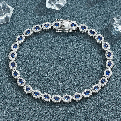 Real 18k White Gold Red Blue Green Moissanite Bracelet for Women Platinum Pt950 Single Row Diamond Simple and Versatile Gift