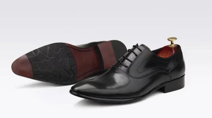 First-layer Cowhide Pointed Leather Shoes For Men British Style Genuine Cow Leather Brownish Yellow Oxford Formal Shoes