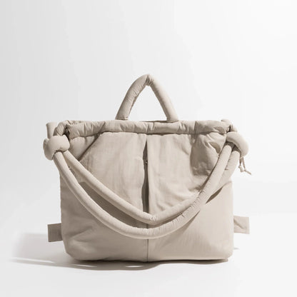 Casual nylon padded tote bag designer soft puffer women shoulder crossbody bags Simple Vintage large capacity handbags 2025
