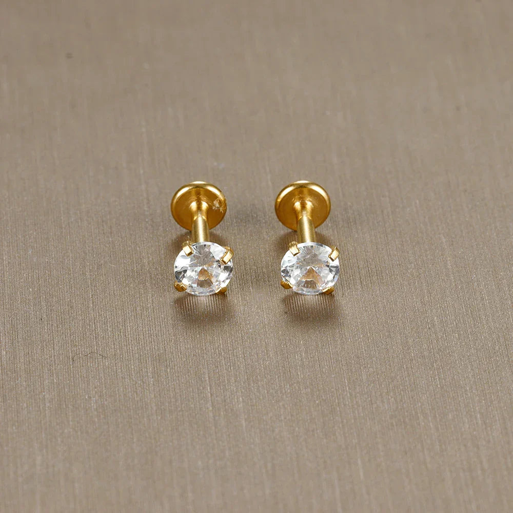 2PC Labret Tragus Stud Earrings 16G Surgical Stainless Steel CZ Crystal  Monroe Helix Cartialge Conch Medusa Lip Body Piercing