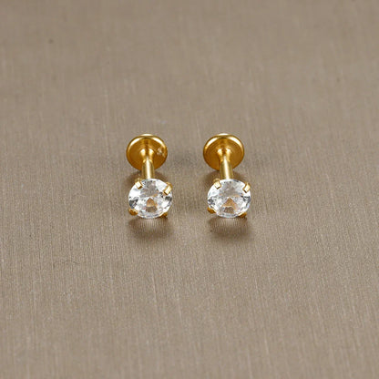 2PC Labret Tragus Stud Earrings 16G Surgical Stainless Steel CZ Crystal  Monroe Helix Cartialge Conch Medusa Lip Body Piercing