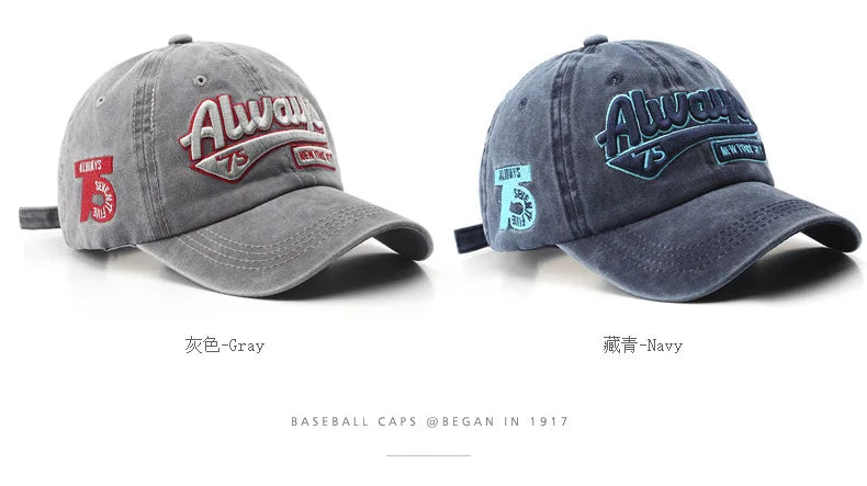 Women Men Baseball Cap Fashion Letter Embroidery Snapback Hat Vintage Washed