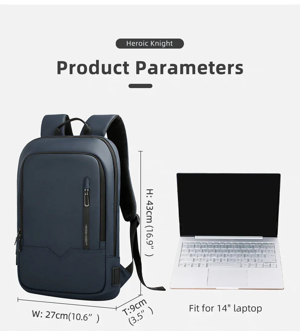 Slim Backpack For Men 15.6 Inch Laptop Bags Waterproof Minimalist Business Backpack With USB Charging Casual Travel Work Bag