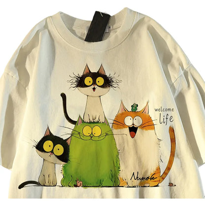Women's Y2K Aesthetic T-Shirt, Colorful Bow Tie Print, Casual Streetwear Top